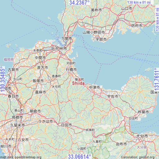 Shiida on map