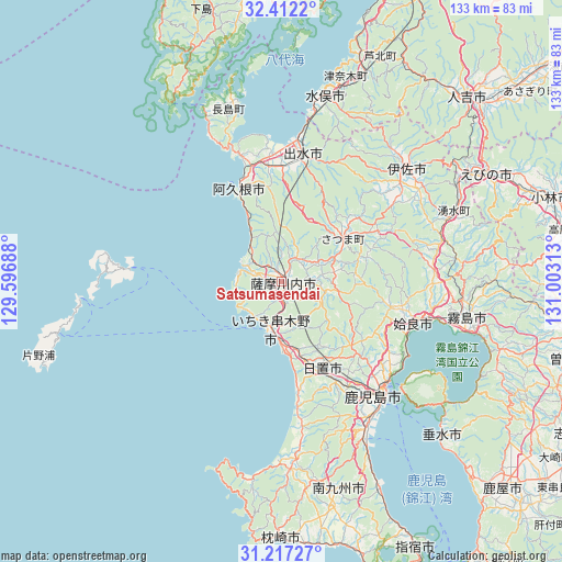 Satsumasendai on map