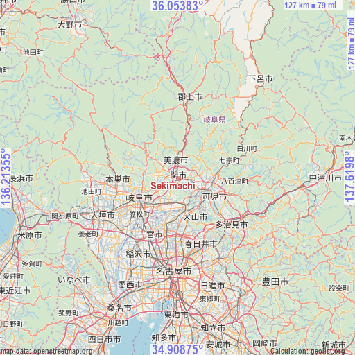 Sekimachi on map