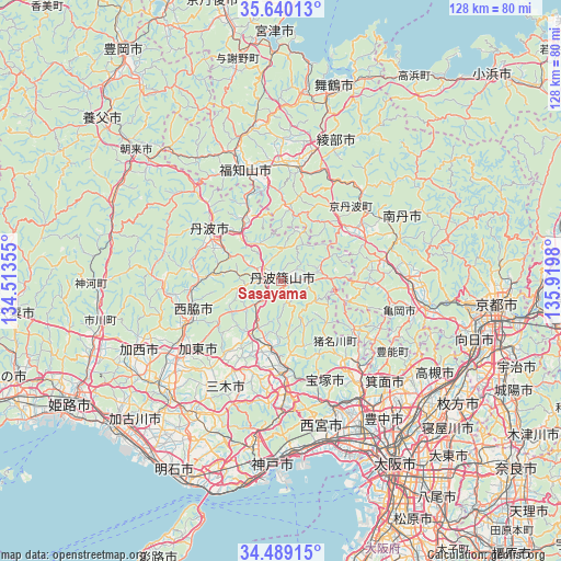 Sasayama on map