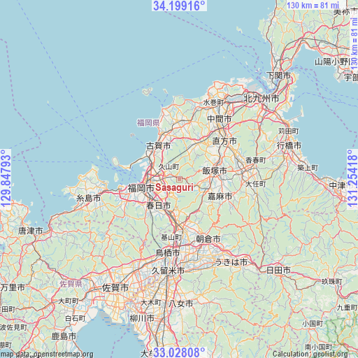 Sasaguri on map