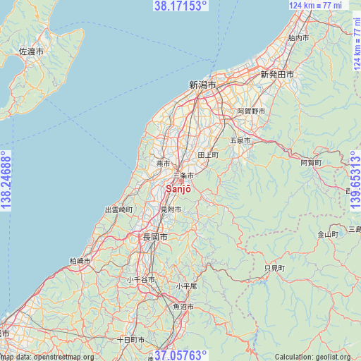 Sanjō on map