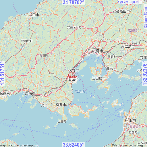 Ōtake on map