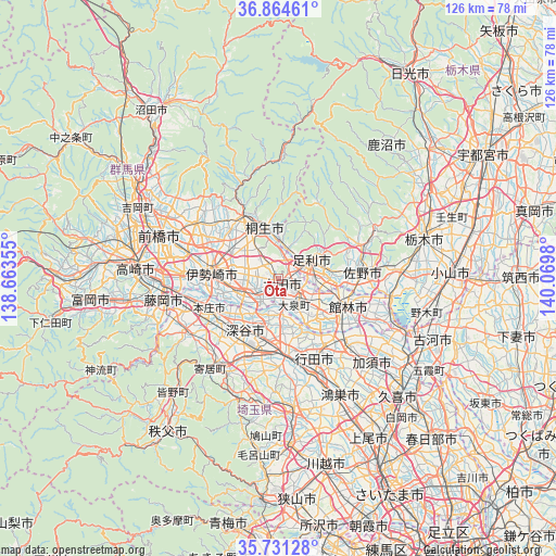 Ōta on map