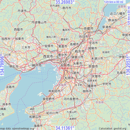 Osaka on map