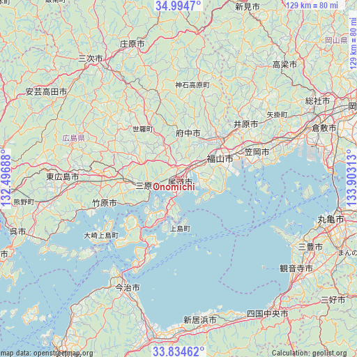 Onomichi on map