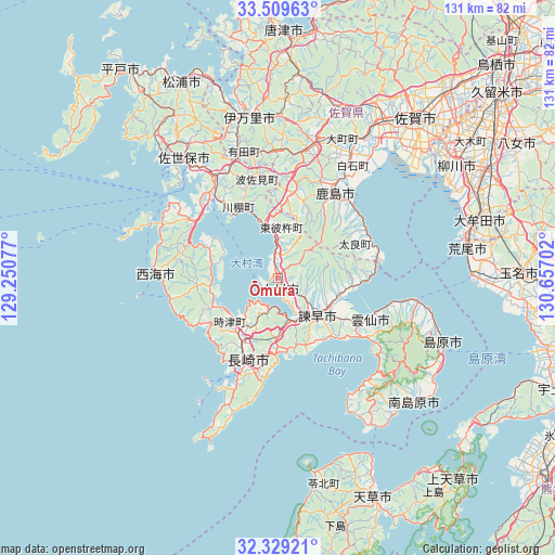 Ōmura on map