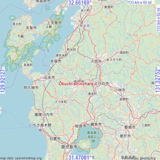 Ōkuchi-shinohara on map
