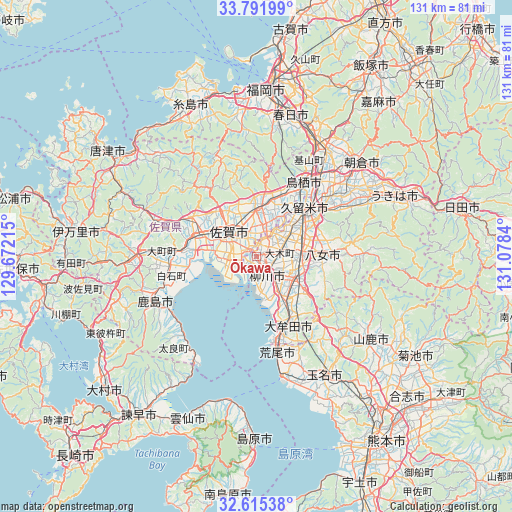 Ōkawa on map