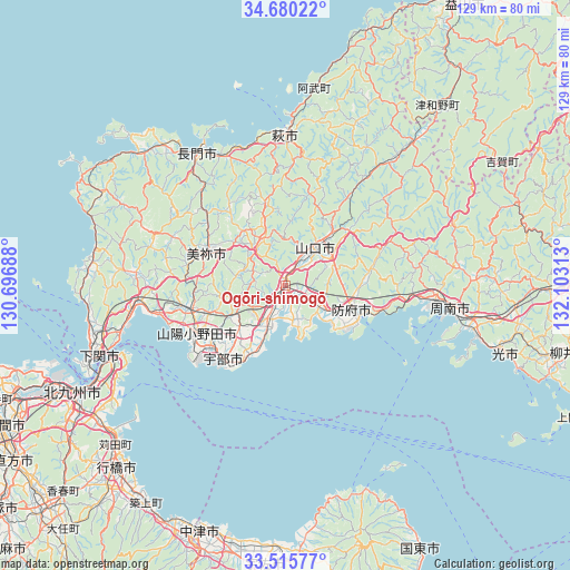 Ogōri-shimogō on map