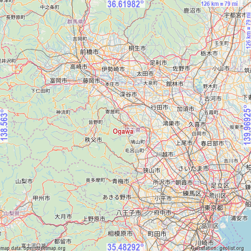 Ogawa on map