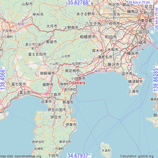 Odawara on map