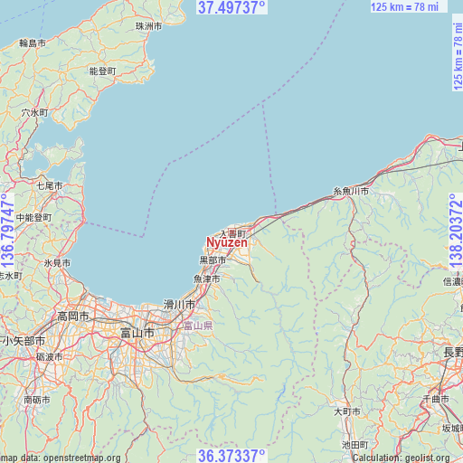 Nyūzen on map