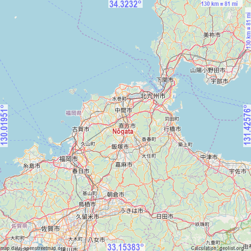 Nōgata on map