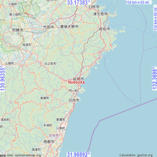 Nobeoka on map