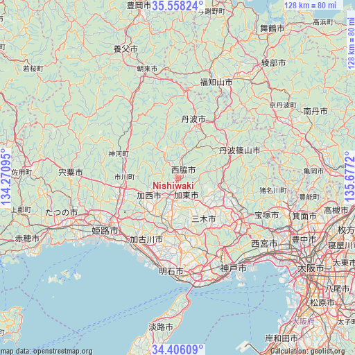Nishiwaki on map