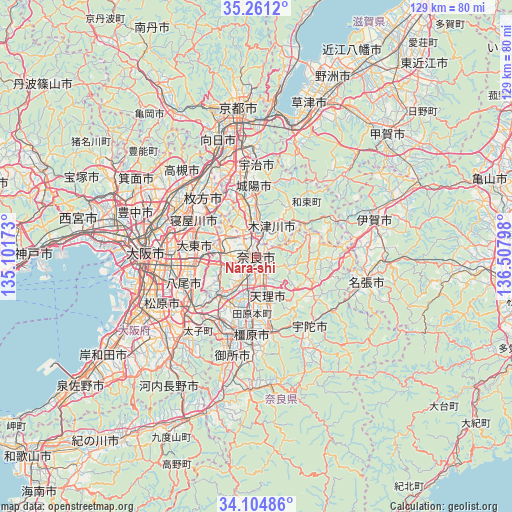 Nara-shi on map