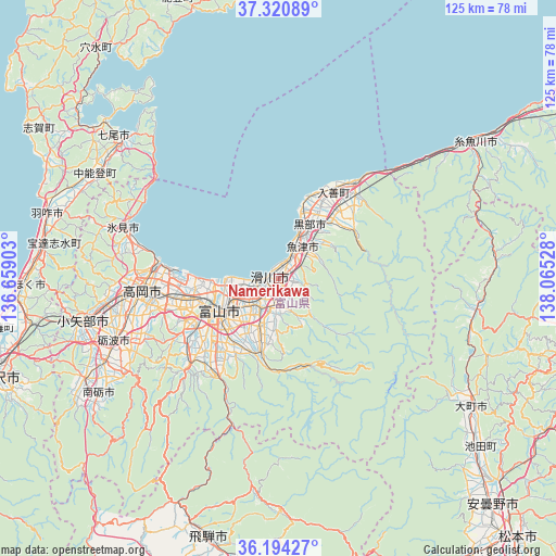Namerikawa on map