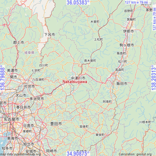 Nakatsugawa on map
