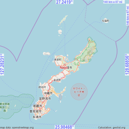 Nago on map