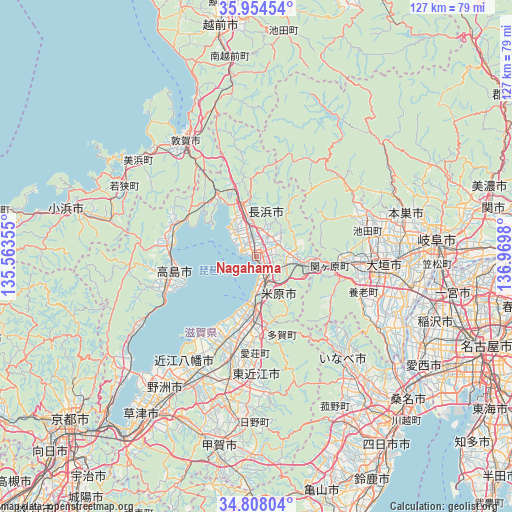 Nagahama on map