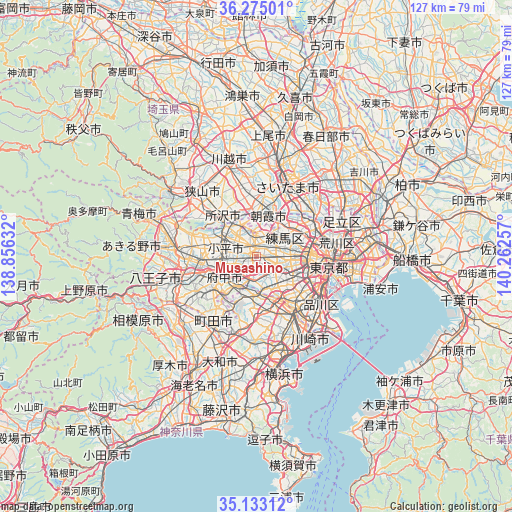 Musashino on map