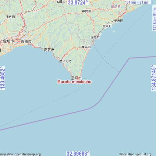 Muroto-misakicho on map