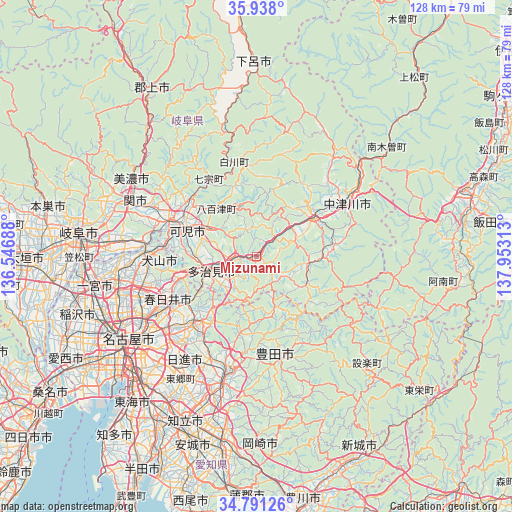 Mizunami on map