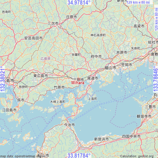 Mihara on map