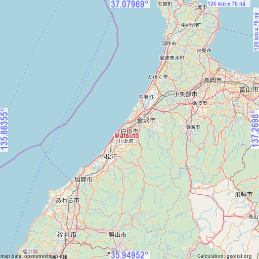 Matsutō on map