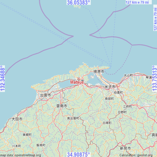 Matsue on map