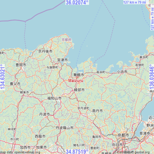 Maizuru on map