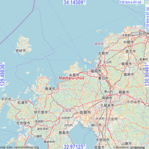 Maebaru-chūō on map