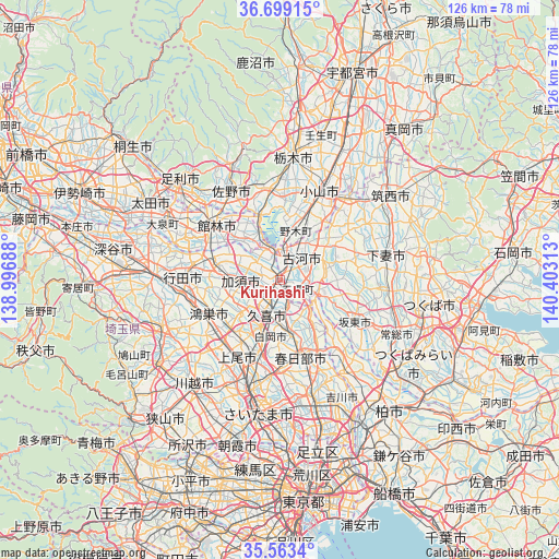Kurihashi on map