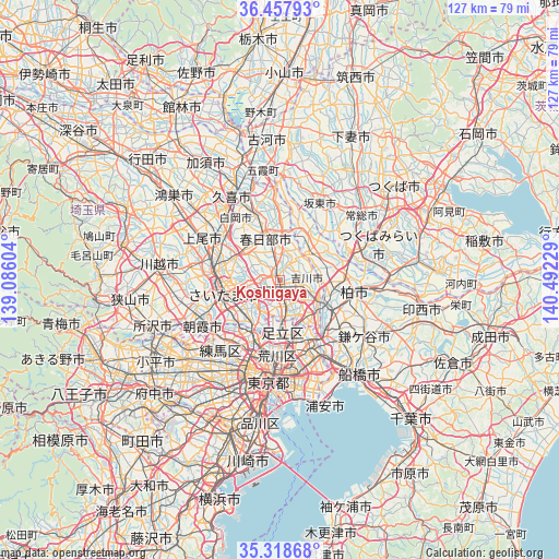 Koshigaya on map