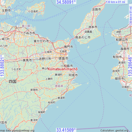 Komatsushimachō on map