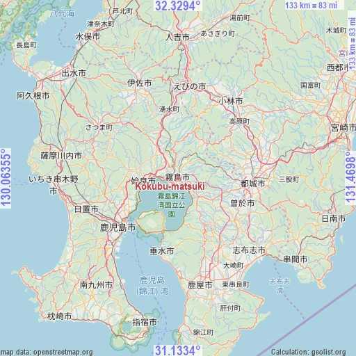 Kokubu-matsuki on map