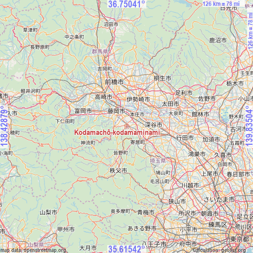 Kodamachō-kodamaminami on map