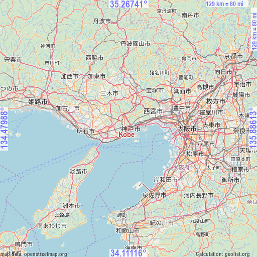 Kobe on map