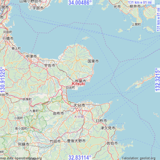 Kitsuki on map