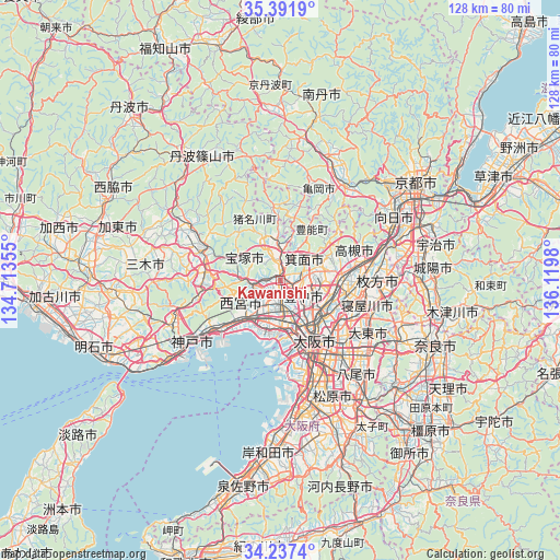 Kawanishi on map