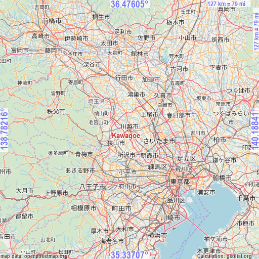 Kawagoe on map