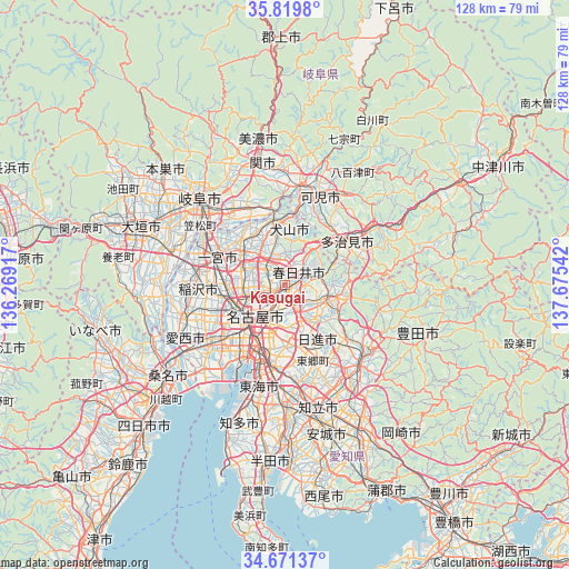 Kasugai on map
