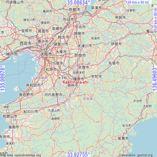 Kashihara-shi on map