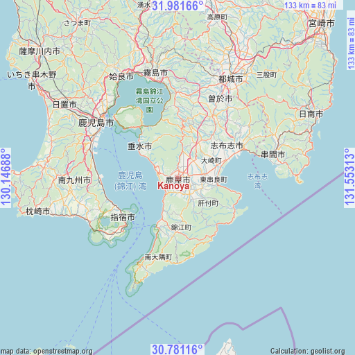 Kanoya on map