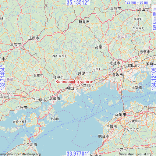 Kannabechō-yahiro on map
