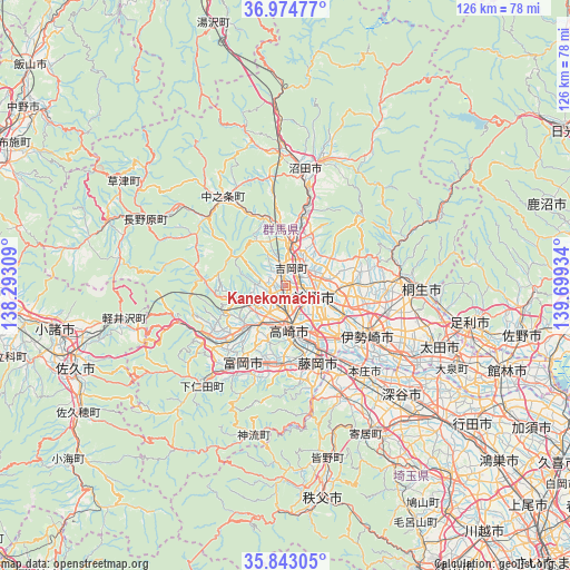 Kanekomachi on map