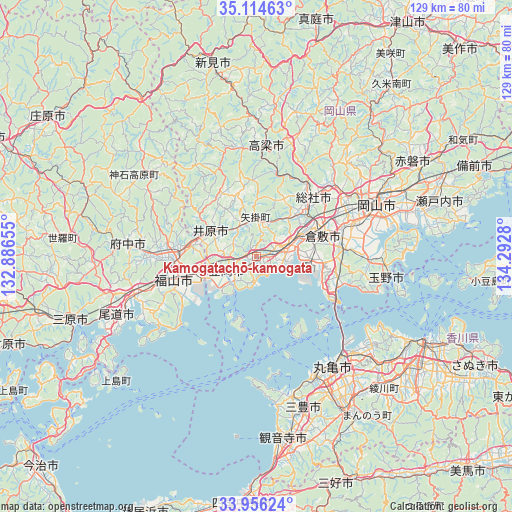 Kamogatachō-kamogata on map