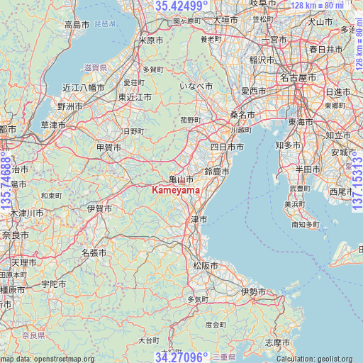 Kameyama on map