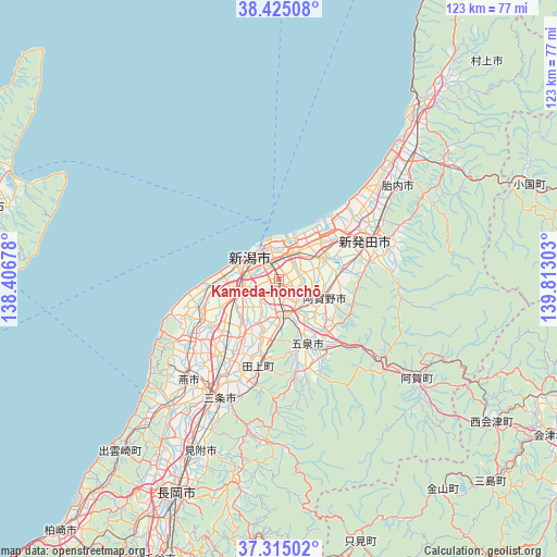 Kameda-honchō on map